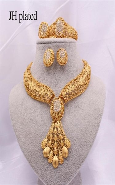 jewellery african luxury gold jewelry ethiopia dubai wedding party gift for women bridal necklace bracelet earrings ring set 201225475907, Slivery;crystal
jewellery african luxury gold jewelry ethiopia dubai wedding party gift for women bridal necklace bracelet earrings ring set 201225475907, Slivery;crystal
