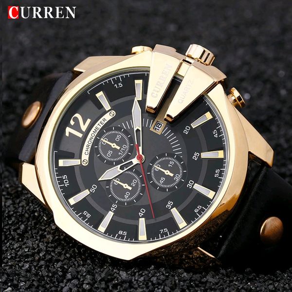 wristwatches curren brand 8176 chronograph big dial men watches luxury gold male watch fashion leather strap outdoor casual sports wristwatc, Slivery;brown
wristwatches curren brand 8176 chronograph big dial men watches luxury gold male watch fashion leather strap outdoor casual sports wristwatc, Slivery;brown