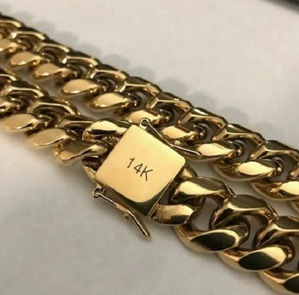 18mm 14k gold plated miami cuban link chain bracelet heavy gold 14k solid gold fill for men, Black
18mm 14k gold plated miami cuban link chain bracelet heavy gold 14k solid gold fill for men, Black