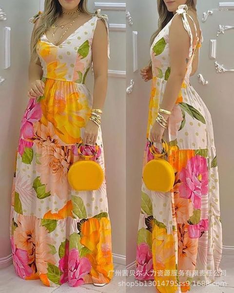 casual dresses summer v-neck colorful flower lace up dress non positioning print long women's, Black;gray
casual dresses summer v-neck colorful flower lace up dress non positioning print long women's, Black;gray
