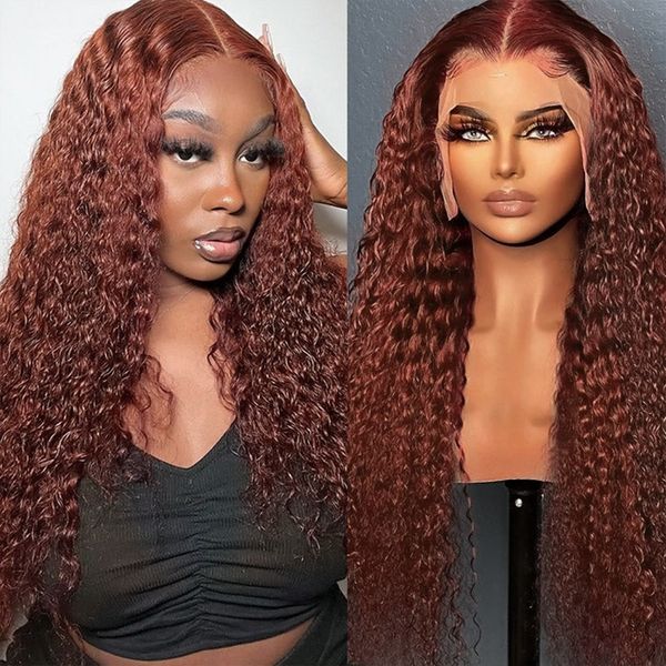 Reddish Brown Jerry Curly 220%density Lace Frontal Wigs for Women Copper Red Pre Plucked 360 HD Frontal 13x6 Kinky Curly Lace Front Wig, Medium brown
Reddish Brown Jerry Curly 220%density Lace Frontal Wigs for Women Copper Red Pre Plucked 360 HD Frontal 13x6 Kinky Curly Lace Front Wig, Medium brown