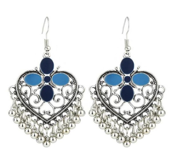 women039s retro temperament heartshaped indian dangle earrings female ethnic hollow out metal ball tassel trend earring jhumka47866515611, Silver
women039s retro temperament heartshaped indian dangle earrings female ethnic hollow out metal ball tassel trend earring jhumka47866515611, Silver