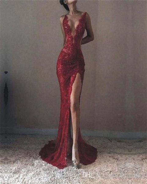 vestido de novia dark red mermaid lace split evening gowns 2020 trumpet plunging v neck long prom dresses wear celebrity dre5094080, Black;red
vestido de novia dark red mermaid lace split evening gowns 2020 trumpet plunging v neck long prom dresses wear celebrity dre5094080, Black;red