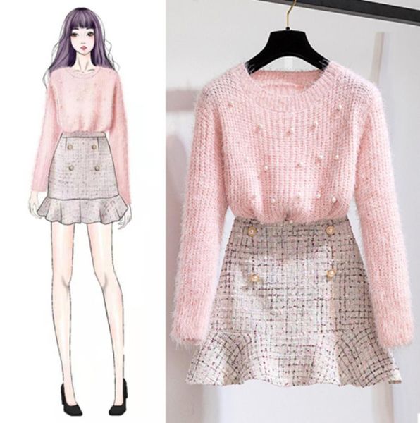 new autumn winter two piece set tracksuit women elegant beading knitted sweaterhigh waist tweed mermaid skirt ladies outfits y2003424625, White
new autumn winter two piece set tracksuit women elegant beading knitted sweaterhigh waist tweed mermaid skirt ladies outfits y2003424625, White