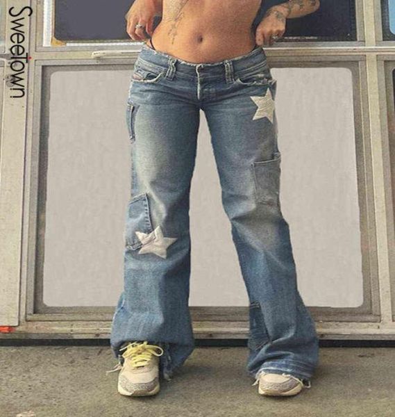 women039s pants capris sweetown low waist y2k denim pants star patches vintage grunge flared jeans woman ripped embroidered poc8935592, Black;white
women039s pants capris sweetown low waist y2k denim pants star patches vintage grunge flared jeans woman ripped embroidered poc8935592, Black;white