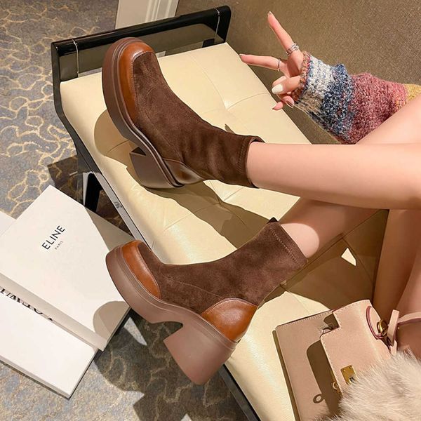 2023 autumn/winter new fashion british style versatile thick heel elastic thin boots short barrel thick sole socks boots 230811, Black
2023 autumn/winter new fashion british style versatile thick heel elastic thin boots short barrel thick sole socks boots 230811, Black
