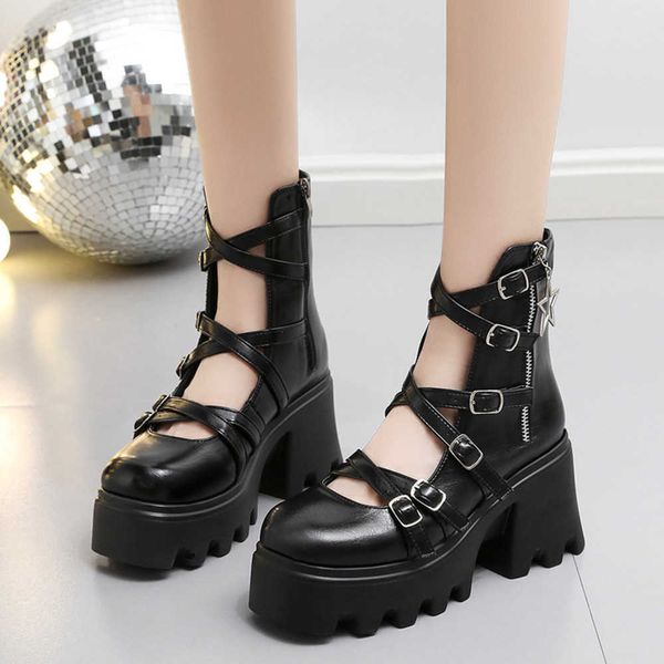 2023 summer new fashion cross belt buckle punk style dark spicy girl sweet cool hollow out thick sole cool boots 230811, Black
2023 summer new fashion cross belt buckle punk style dark spicy girl sweet cool hollow out thick sole cool boots 230811, Black