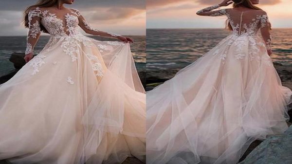 stunning champagne tulle wedding dress beach appliques a line bridal gown with illusion lace long sleeves vestido de novia8008236, White
stunning champagne tulle wedding dress beach appliques a line bridal gown with illusion lace long sleeves vestido de novia8008236, White