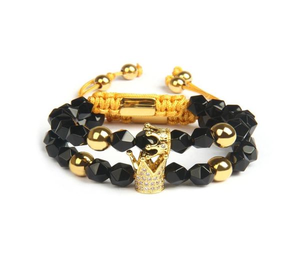 new couples crown sets bracelet with 8mm natural faceted cut onyx stone beads attractive jewelry classic tension6629839, Golden;silver
new couples crown sets bracelet with 8mm natural faceted cut onyx stone beads attractive jewelry classic tension6629839, Golden;silver