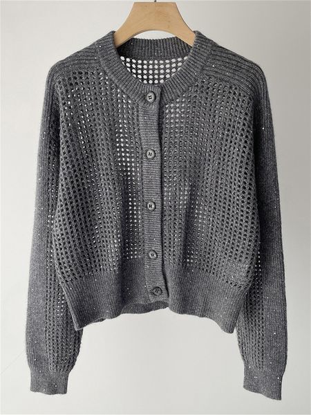 women's knits tees ladies oneck long sleeve single breasted solid color cardigan women sequin decoration hollow out sweater 2023 summer, White
women's knits tees ladies oneck long sleeve single breasted solid color cardigan women sequin decoration hollow out sweater 2023 summer, White