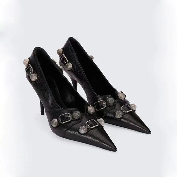 lambskin leather pumps shoes stud buckle embellished slip-on pointed toe stiletto fashion show evening shoes luxury designers shoe for women, Black
lambskin leather pumps shoes stud buckle embellished slip-on pointed toe stiletto fashion show evening shoes luxury designers shoe for women, Black