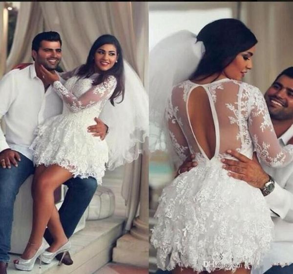 short wedding dresses gown jewel sheer neck long illusion lace sleeves keyhole back wedding bridal gowns vestido de novia9017270, White
short wedding dresses gown jewel sheer neck long illusion lace sleeves keyhole back wedding bridal gowns vestido de novia9017270, White