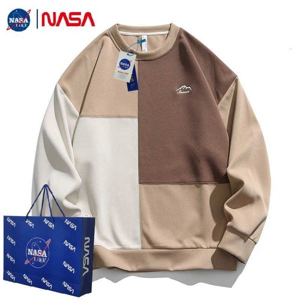 nasa co branded autumn round neck sweater american fashion color block men's loose casual long sleeve pullover, Black
nasa co branded autumn round neck sweater american fashion color block men's loose casual long sleeve pullover, Black
