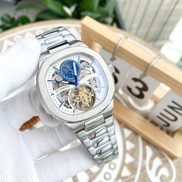 boutique men's 40mm watch multi-function hollow automatic mechanical stainless steel case strap montre de luxe wristwatch204t, Slivery;brown
boutique men's 40mm watch multi-function hollow automatic mechanical stainless steel case strap montre de luxe wristwatch204t, Slivery;brown