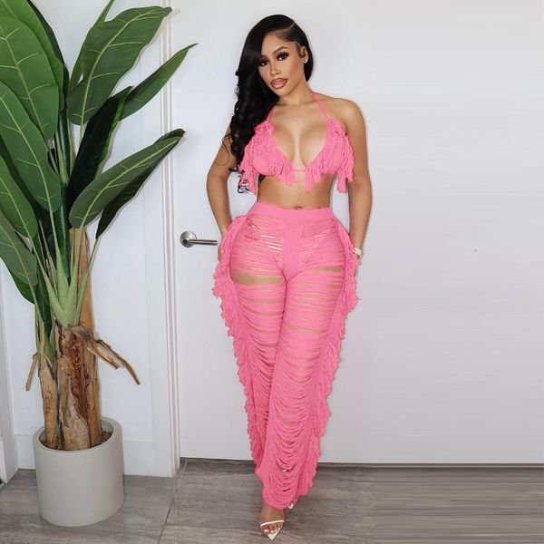 women s two piece pants knit solid tassel set women halter lace up bra elastic high waist hollow out straight leg casual beachwear 230822, White
women s two piece pants knit solid tassel set women halter lace up bra elastic high waist hollow out straight leg casual beachwear 230822, White