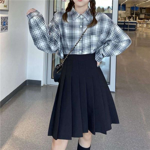 tall long high waisted pleated skirt short female college style fat mm large size medium and a line, Black
tall long high waisted pleated skirt short female college style fat mm large size medium and a line, Black