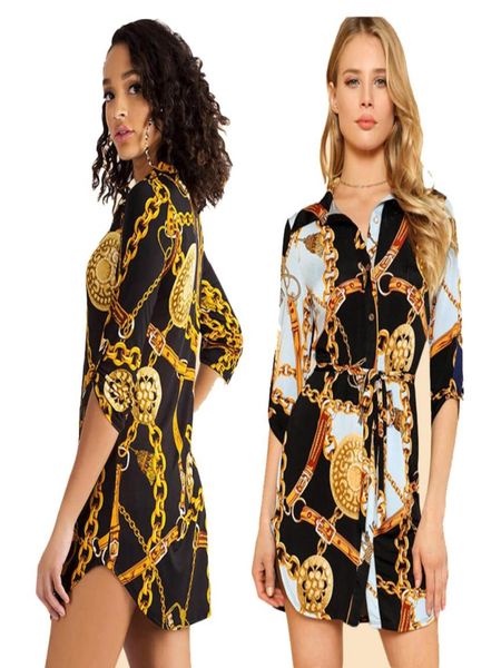 fashion middle sleeve chain print women blouse dress and lapel laceup button summer shirt casual short dress5789723, Black;gray
fashion middle sleeve chain print women blouse dress and lapel laceup button summer shirt casual short dress5789723, Black;gray