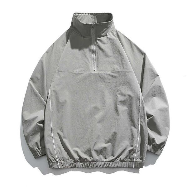 men's sweater half pull chain spring and autumn american casual loose versatile functional style workwear coat, Black
men's sweater half pull chain spring and autumn american casual loose versatile functional style workwear coat, Black