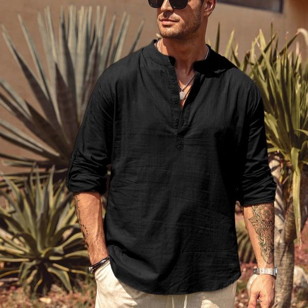 men's casual shirts eewoldia blouse cotton linen shirt loose long sleeve henley spring autumn handsome 230821, White;black
men's casual shirts eewoldia blouse cotton linen shirt loose long sleeve henley spring autumn handsome 230821, White;black