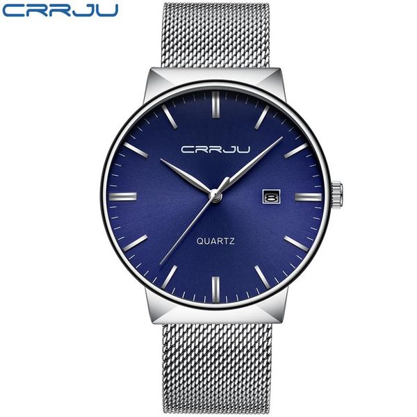 crrju mens blue dial business watches mens stainless steel waterproof fashion quartz watch slim dress clock male erkek kol saati275s, Slivery;brown
crrju mens blue dial business watches mens stainless steel waterproof fashion quartz watch slim dress clock male erkek kol saati275s, Slivery;brown
