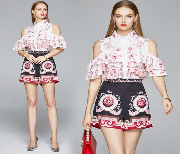 summer runway 2pcs women ladies sets vintage floral print collar short sleeve ruffled shirt blouse shorts tracksuits outfits2634315, White
summer runway 2pcs women ladies sets vintage floral print collar short sleeve ruffled shirt blouse shorts tracksuits outfits2634315, White