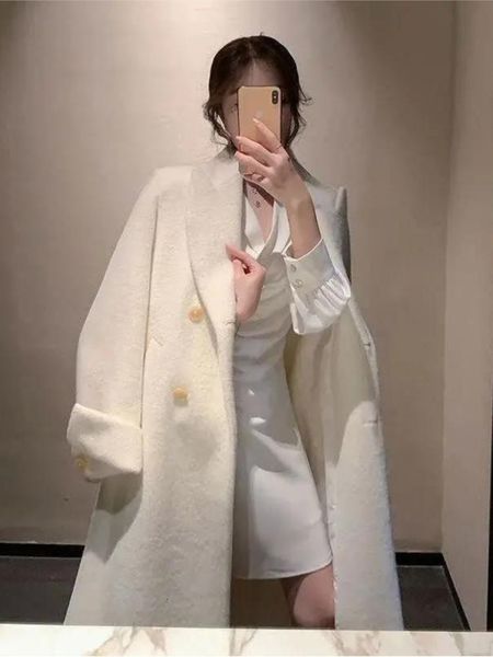 women's wool blends winter woolen waist coat women's over-the-knee high-quality temperament mid-length woolen coat 230821, Black
women's wool blends winter woolen waist coat women's over-the-knee high-quality temperament mid-length woolen coat 230821, Black