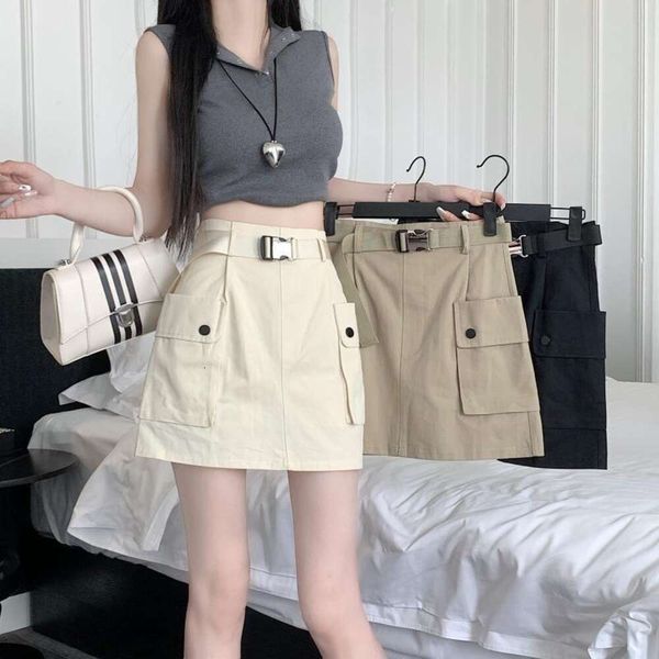 summer ie pocket skirt design short dress high waist slimming a line butt with belt, Black
summer ie pocket skirt design short dress high waist slimming a line butt with belt, Black