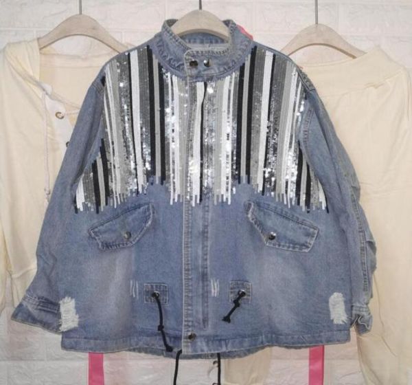 wholenew sequined denim women039s jacket 2019 autumn female wear loose heavy industry sequins retro pull rope worn jeans j2692527, Black;brown
wholenew sequined denim women039s jacket 2019 autumn female wear loose heavy industry sequins retro pull rope worn jeans j2692527, Black;brown