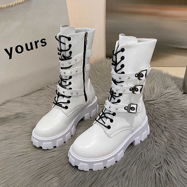 2023 autumn/winter new punk lace up thick sole mid length boots women's large knight boots long boots 230811, Black
2023 autumn/winter new punk lace up thick sole mid length boots women's large knight boots long boots 230811, Black