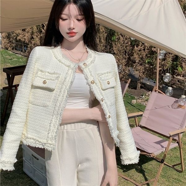 women s jackets runway spring autumn korean clothes single breasted tweed woolen coat o neck elegant luxury tassel jacket outwear 230821, Black;brown
women s jackets runway spring autumn korean clothes single breasted tweed woolen coat o neck elegant luxury tassel jacket outwear 230821, Black;brown