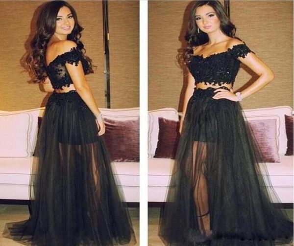 black two pieces prom dresses off shoulder lace applique tulle evening party gown formal celebrity a line bride dress4512511
black two pieces prom dresses off shoulder lace applique tulle evening party gown formal celebrity a line bride dress4512511