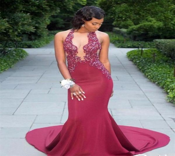 long dark red elegant mermaid black girl prom dresses 2019 halter backless court long train stretch formal evening gowns wear6468714
long dark red elegant mermaid black girl prom dresses 2019 halter backless court long train stretch formal evening gowns wear6468714