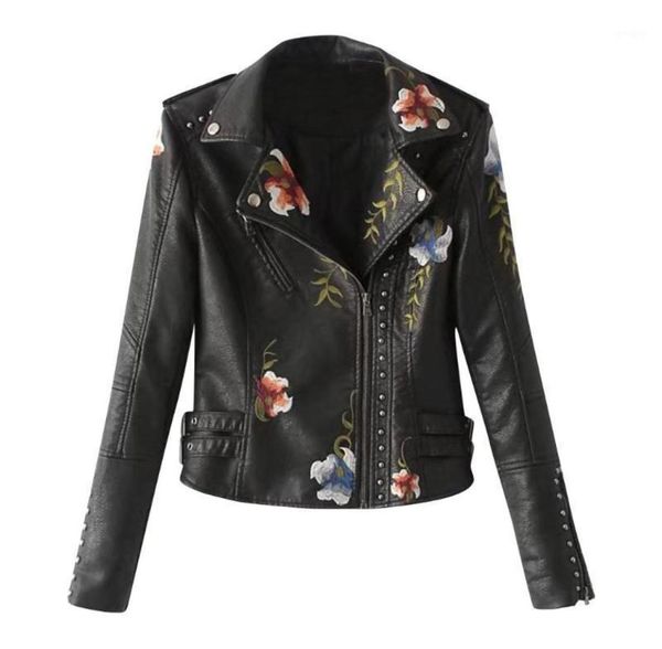 new womens casual long sleeve embroidered studded zipper slim leather jacket punk autumn winter grils ladies outwear 13682954, Black;brown
new womens casual long sleeve embroidered studded zipper slim leather jacket punk autumn winter grils ladies outwear 13682954, Black;brown