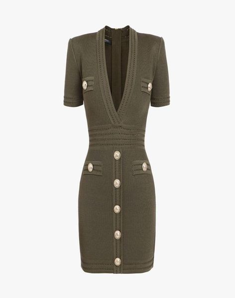 new designer women runway dresses v neck short sleeve lion head button milan runway dress sheath slim knitted dr4543475, Black
new designer women runway dresses v neck short sleeve lion head button milan runway dress sheath slim knitted dr4543475, Black