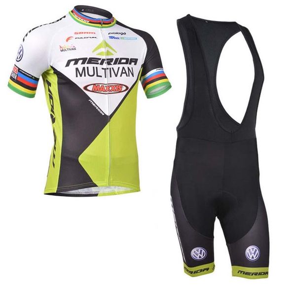 Image of MERIDA team Cycling Short Sleeves jersey bib shorts sets New Men Breathable Clothing Summer mtb Bicycle Wear U42623249O