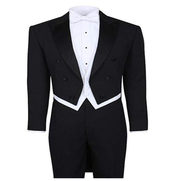 black white tailcoat wedding suit peak lapel 4 pieces jacketpantsvestbow tie men suits for evening party homecoming prom tuxe5163804, Black;gray
black white tailcoat wedding suit peak lapel 4 pieces jacketpantsvestbow tie men suits for evening party homecoming prom tuxe5163804, Black;gray