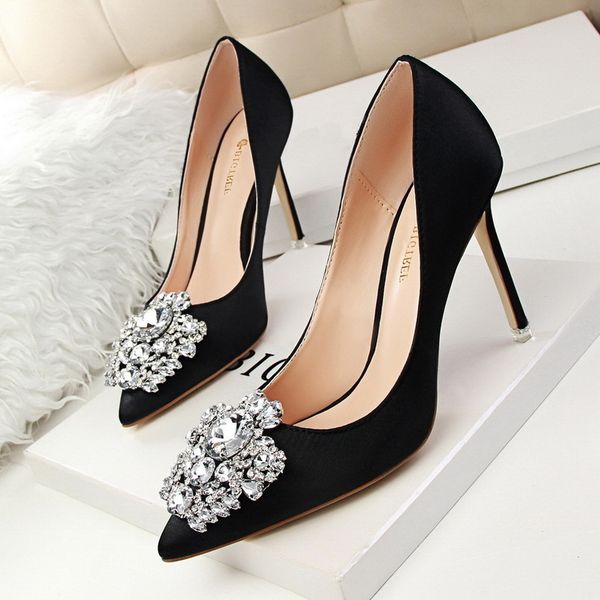 fashion rhinestone women's shoes thin heel high heel slim shallow mouth sharp shiny rhinestone buckle single shoe size 34-43, Black
fashion rhinestone women's shoes thin heel high heel slim shallow mouth sharp shiny rhinestone buckle single shoe size 34-43, Black