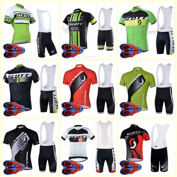 Image of SCOTT team Cycling Short Sleeves jersey bib shorts sets Whole 9D gel pad Top Brand Quality Bike sportwear U82107314o