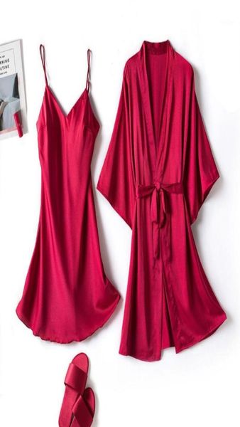 women039s sleepwear summer satin silk pajamas women solid colors spaghetti strap nightdress lingerie robes set underwear n9378010, Black;red
women039s sleepwear summer satin silk pajamas women solid colors spaghetti strap nightdress lingerie robes set underwear n9378010, Black;red