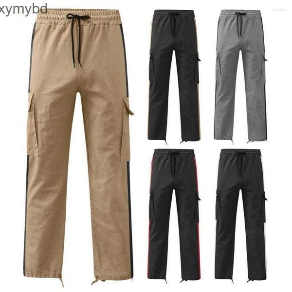 men's pants trendy men trousers contrast color drawstring casual summer cargo, Black
men's pants trendy men trousers contrast color drawstring casual summer cargo, Black