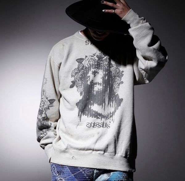 men's hoodies sweatshirts saint michael portrait graffiti printing washed distress hole round neck sweater vintage autumn winter men wo, Black
men's hoodies sweatshirts saint michael portrait graffiti printing washed distress hole round neck sweater vintage autumn winter men wo, Black