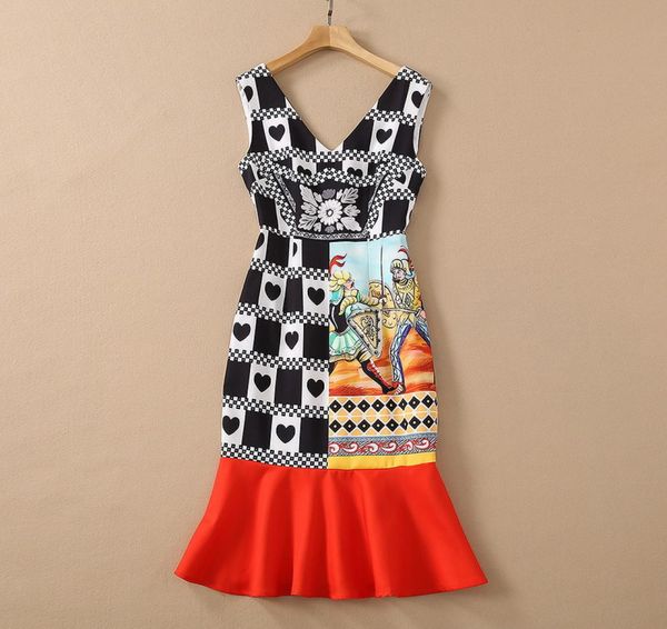 european and american women039s wear for spring 2021 sleeveless vneck print fashionable fishtail dresses7730015, Black;gray
european and american women039s wear for spring 2021 sleeveless vneck print fashionable fishtail dresses7730015, Black;gray