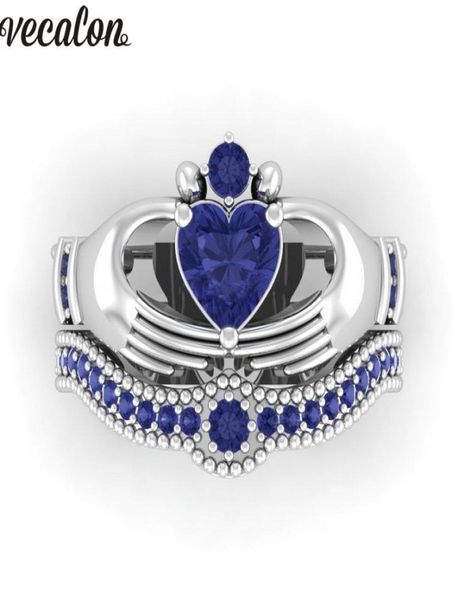 vecalon lovers blue birthstone claddagh ring 5a zircon cz white gold filled engagement wedding band ring set for women men gift3797680, Slivery;golden
vecalon lovers blue birthstone claddagh ring 5a zircon cz white gold filled engagement wedding band ring set for women men gift3797680, Slivery;golden