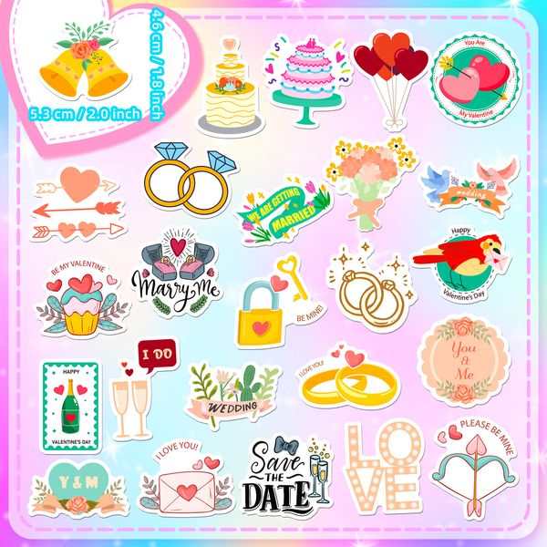 Image of 50Pcs Love Wedding Stickers Skate Accessories Waterproof Vinyl Sticker For Skateboard Laptop Luggage Bicycle Motorcycle Phone Car Decals
