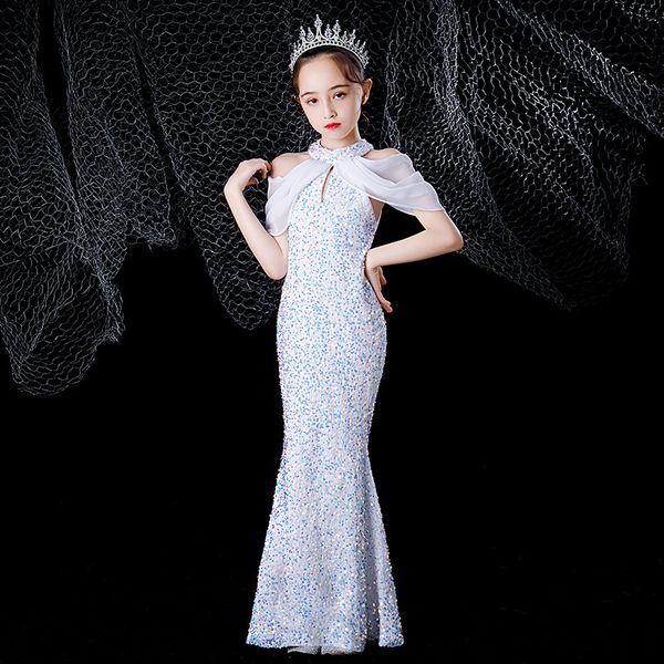 2023 white mermaid flower girls dresses for weddings sequined shiny bling lace tulle pearls backless princess children girl pageant wedding, White;blue
2023 white mermaid flower girls dresses for weddings sequined shiny bling lace tulle pearls backless princess children girl pageant wedding, White;blue