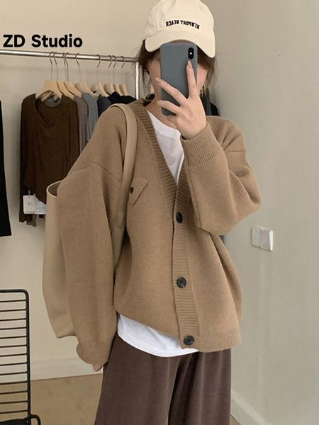 women's knits tees zd studio korean version pocket sweater jacket for women's autumn winter lazy style loose fitting vneck knitted, White
women's knits tees zd studio korean version pocket sweater jacket for women's autumn winter lazy style loose fitting vneck knitted, White