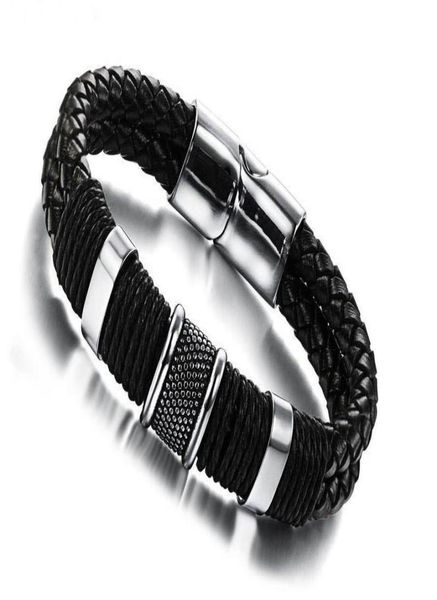wide mens weave chain leather bangle bracelet wristband pour insert magnetic buckle stainless steel bracelets for women couples br4554455, Black
wide mens weave chain leather bangle bracelet wristband pour insert magnetic buckle stainless steel bracelets for women couples br4554455, Black