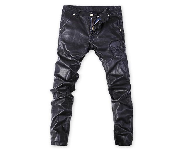 autumn and winter new trendy black skull print leather pants slim korean version of the motorcycle foot windproof pants men039s9166501
autumn and winter new trendy black skull print leather pants slim korean version of the motorcycle foot windproof pants men039s9166501