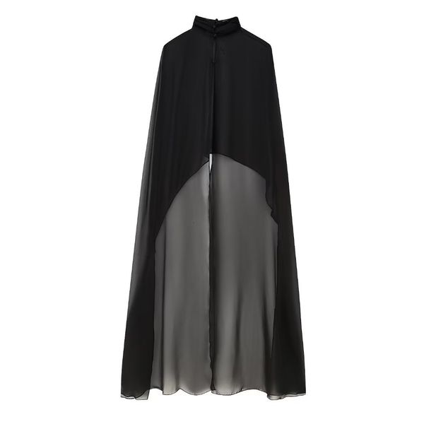 women's jackets asymmetric chiffon cape women fashion high neck semisheer chic lady street summer female 2023 230821, Black;brown
women's jackets asymmetric chiffon cape women fashion high neck semisheer chic lady street summer female 2023 230821, Black;brown