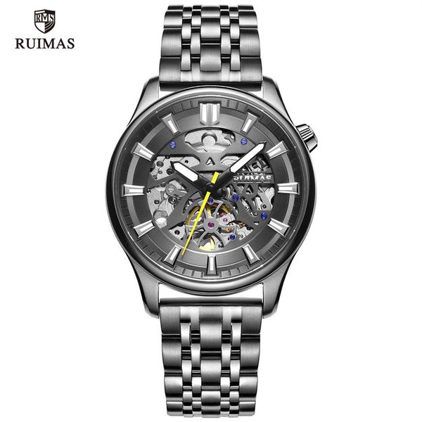 ruimas men black automatic watches luxury business stainless steel watch man brand skeleton mechanical wristwatch 6770205t, Slivery;brown
ruimas men black automatic watches luxury business stainless steel watch man brand skeleton mechanical wristwatch 6770205t, Slivery;brown